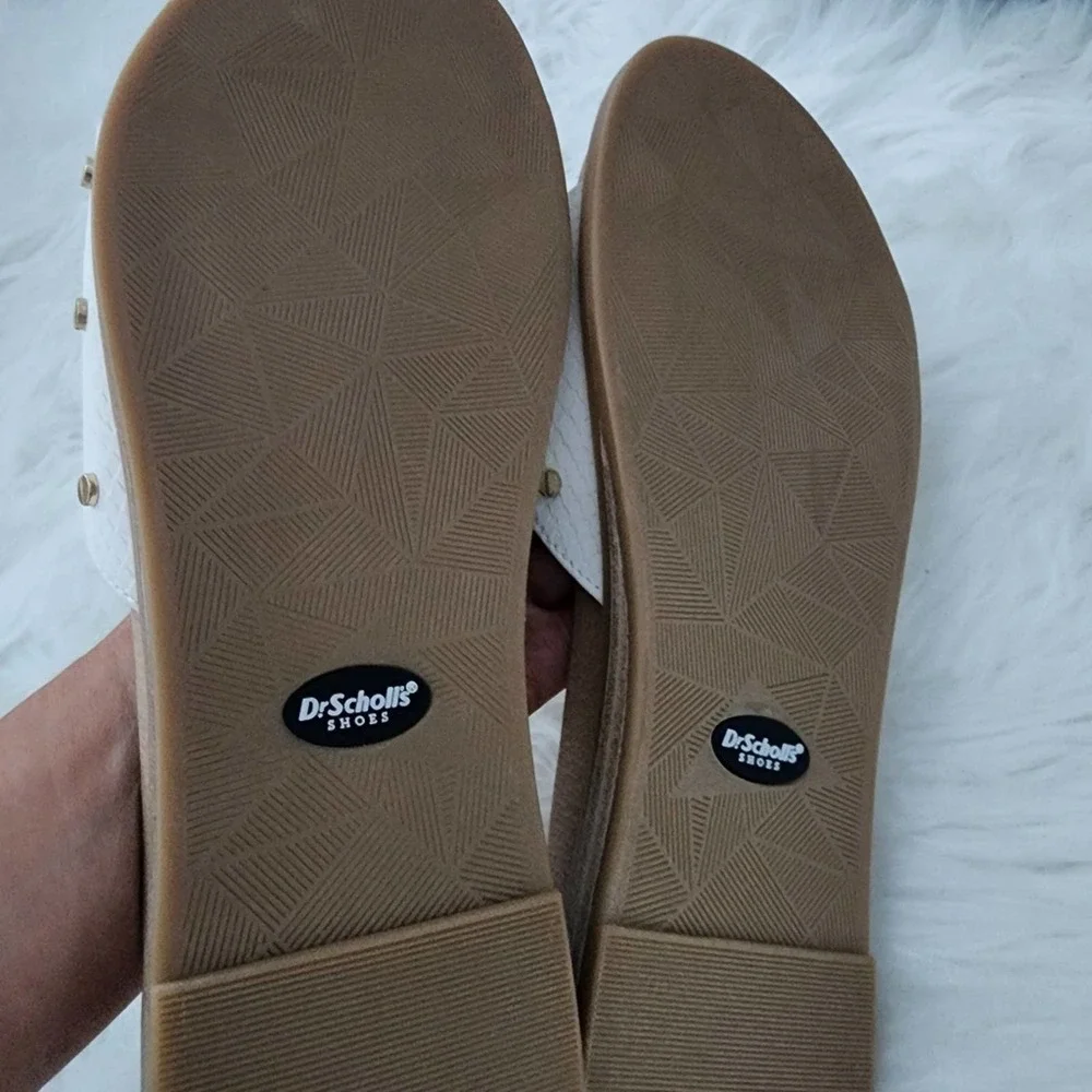 Dr. Scholl's White Buckle Slide Sandals